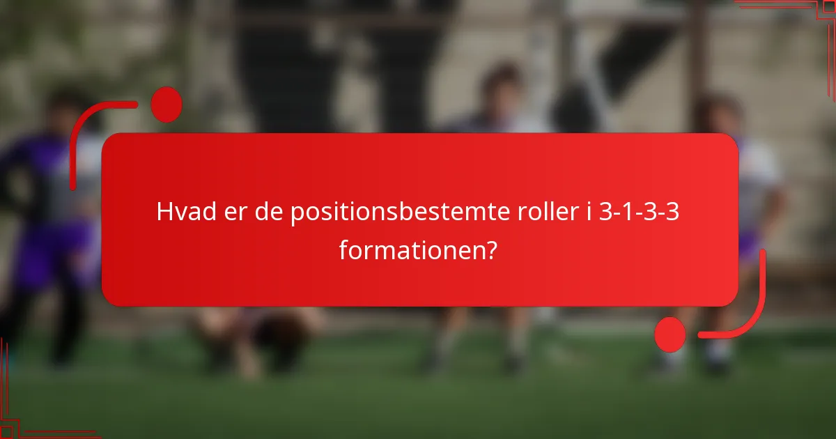 Hvad er de positionsbestemte roller i 3-1-3-3 formationen?